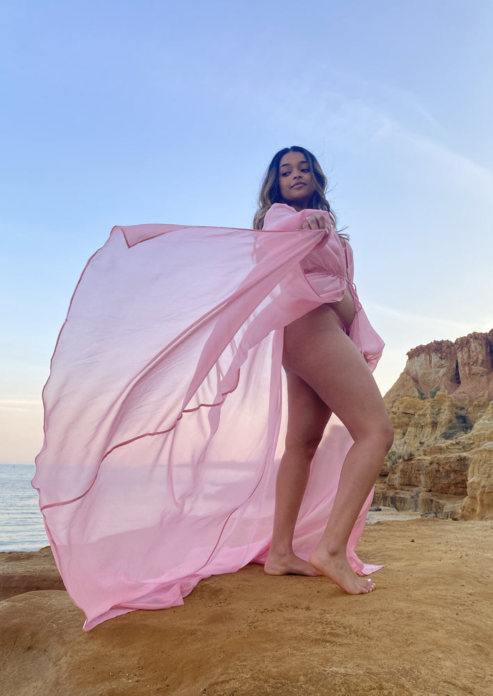 
                
                    Load image into Gallery viewer, Sheer Dusty Pink Robe
                
            